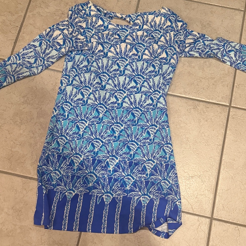 Lilly Pulitzer Blue and White Palm Print Dress